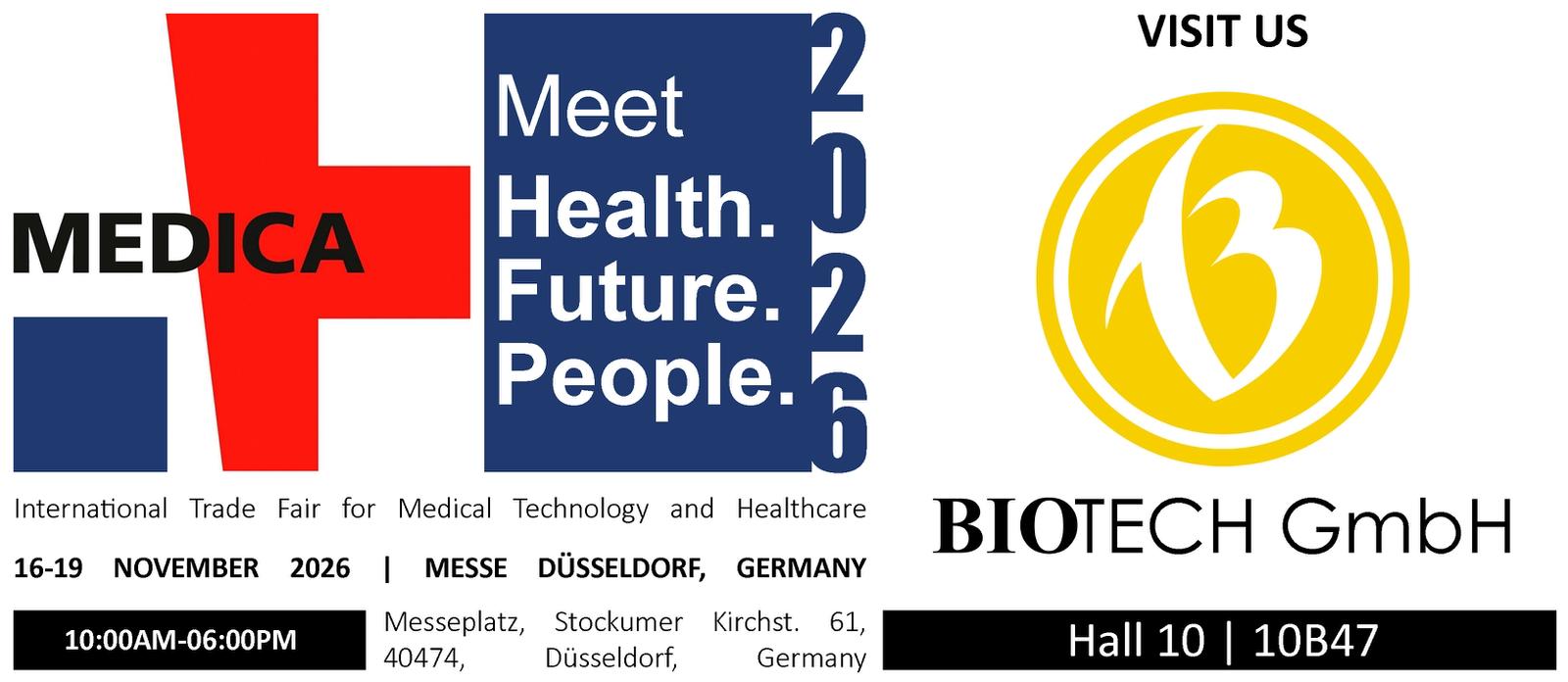 Visit Biotech GmbH at MEDICA 2026, 16–19 November, Messe Düsseldorf, Hall 10 booth 10B47